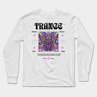 TRANCE  - Trippy Dragon Face (Black) Long Sleeve T-Shirt